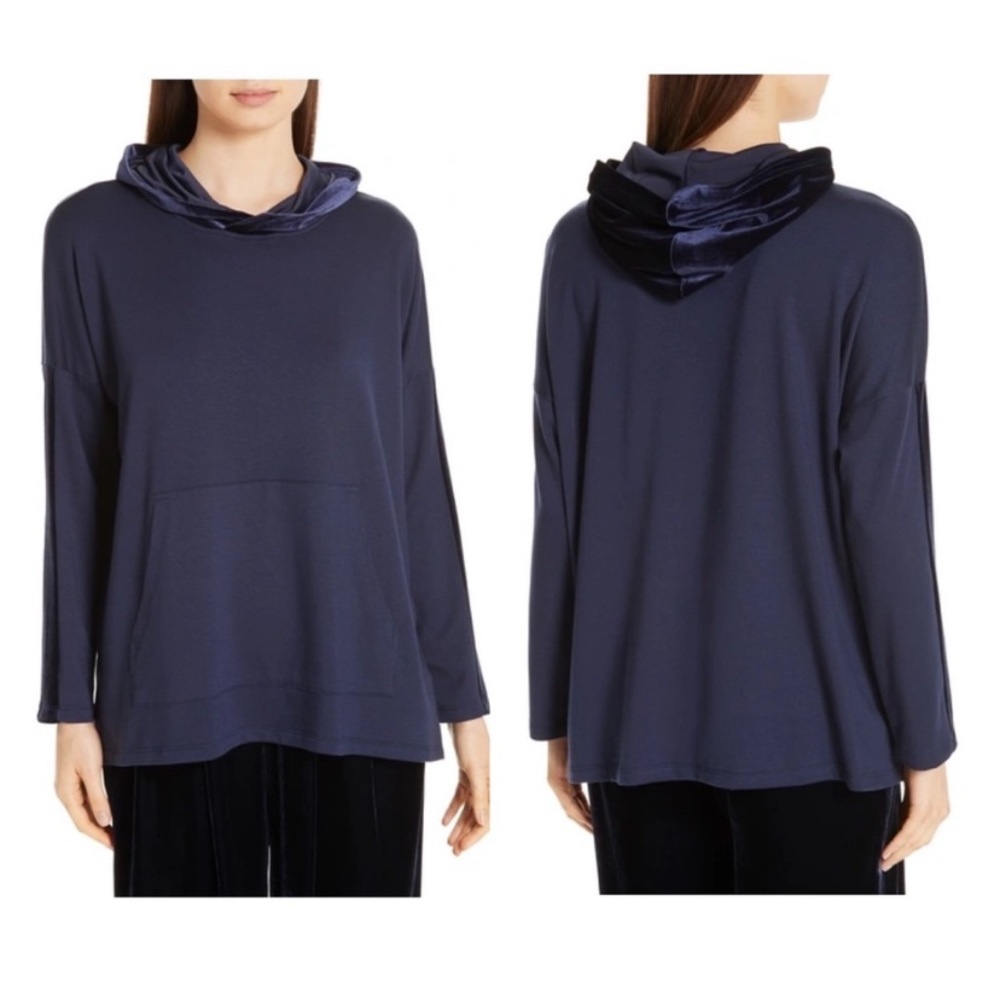 Eileen Fisher Velvet trim hoodie